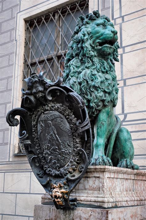 Bavarian Lion Statue At Munich Residenz Palace Featuring Munich