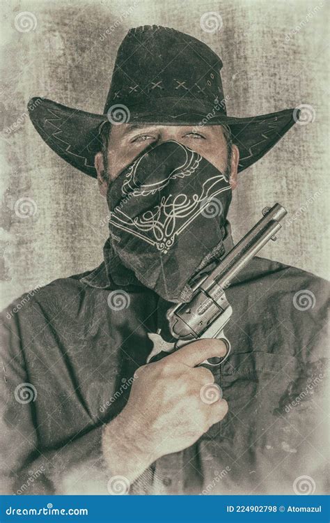 Old West Cowboy Gunslinger Portrait Western Film Stock Photo Image Of