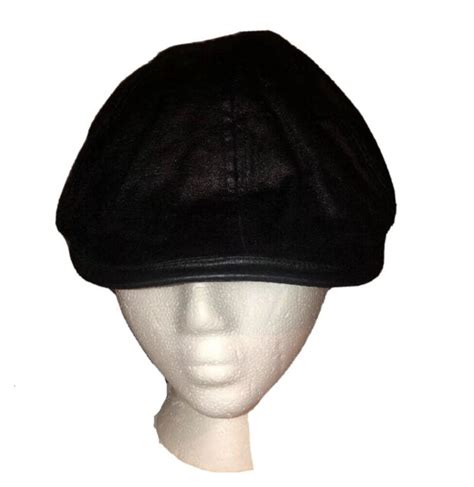Scala Dorfman Pacific Cuffley Cabbie Cap Newsboy Hat Black Poly Blend