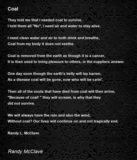 Coal Coal Poem By Randy Mcclave