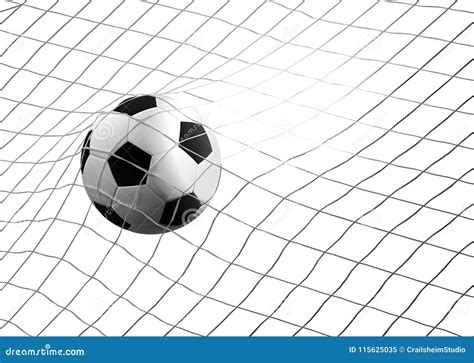 Soccer Goal With Soccer Ball At Soccer Net 3d Illustration Stock