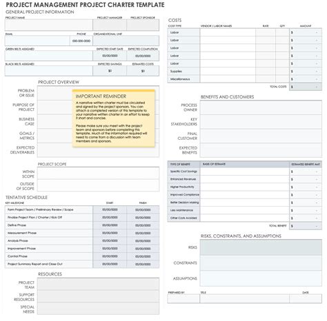 Project Charter Template Download Free Printable Form Templates And
