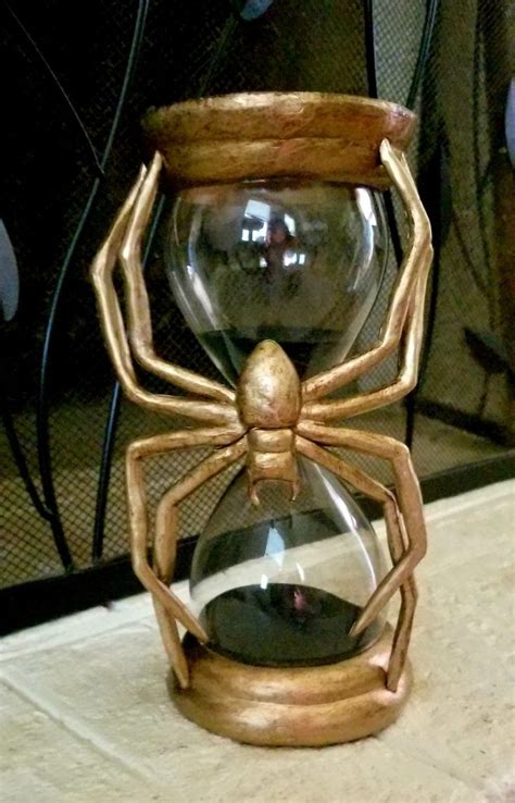 Hourglass With Black Sand And Gold Spider Halloween Decor Hourglass