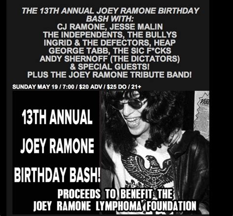 ev grieve the 13th annual joey ramone birthday bash is sunday at the bowery electric