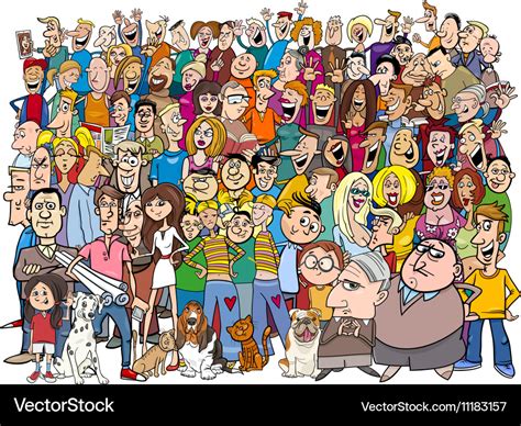 People In Crowd Cartoon Royalty Free Vector Image