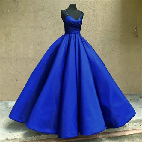 Fashion Satin Royal Blue Evening Dress Long Ball Gown Wedding Dress En