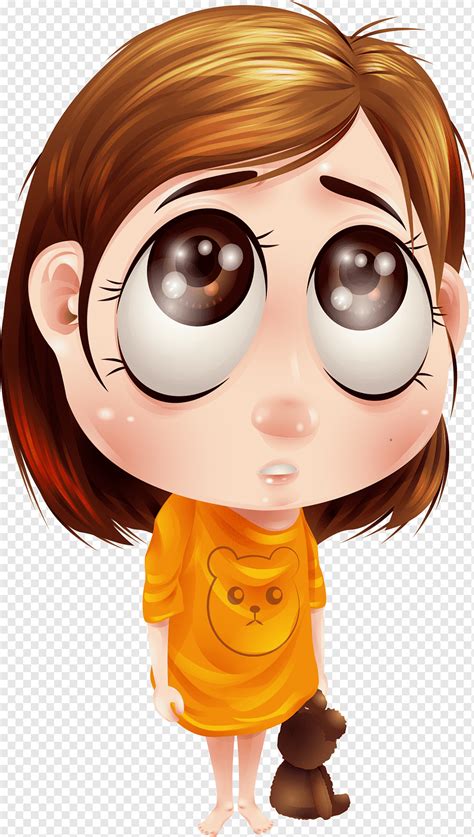 Cartoon Animation Illustration Cute Girl With Big Eyes Child Face