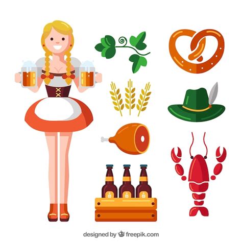 Free Vector Woman And Variety Of German Elements