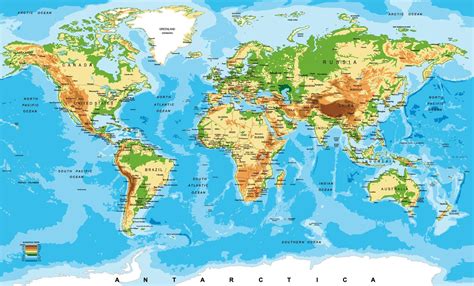 World Map Wall Mural Vector World Physical Map World Map Wallpaper