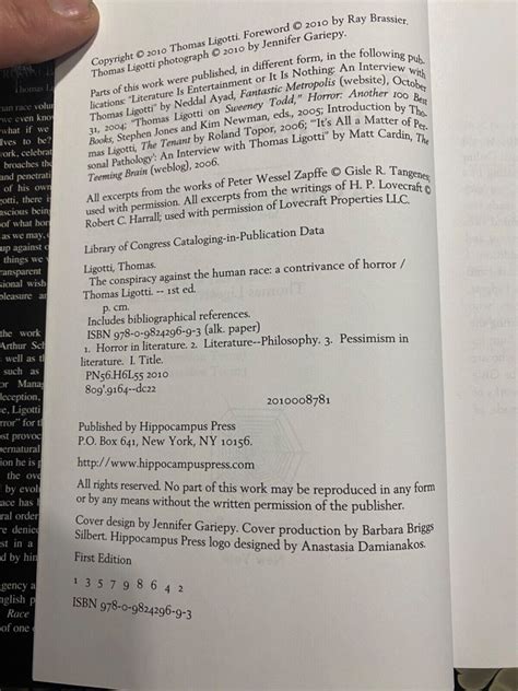 The Conspiracy Against The Human Race, Thomas Ligotti, Hardcover | eBay