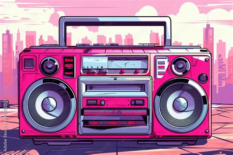 Illustration Of A Boombox On A Graphical Background Portable Stereo