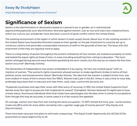 Significance Of Sexism Essay Example