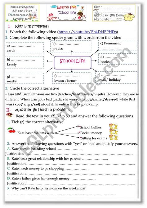 School Life Esl Worksheet By English Teacher 38 English Teacher