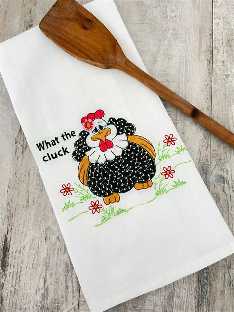 Cute Kitchen Towels Embroidered Chicken Kitchen Towel Etsy