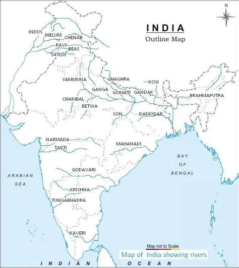 River Outline Map Of India India Outline River Map Southern Asia Asia
