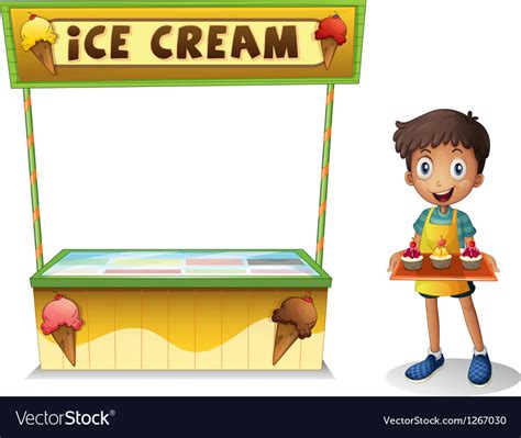A Boy Selling Ice Cream For Summer Royalty Free Vector Image