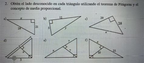 2 Obtén El Lado Desconocido En Cada Triángulo Utilizando El Teorema De