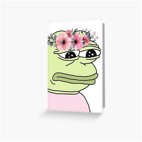 Pepe The Frog Rare Pink And Lime Green Crown With Flowers Sad