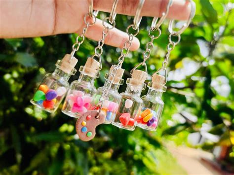 Colorful Mini Bottle Keychain Keychain Key Chain Etsy