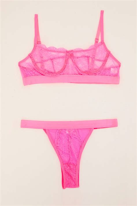 Pink Lace Lingerie Set Ally Fashion