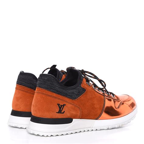 Louis Vuitton Metallic Patent Suede Run Away Sneakers 8 Orange 490515