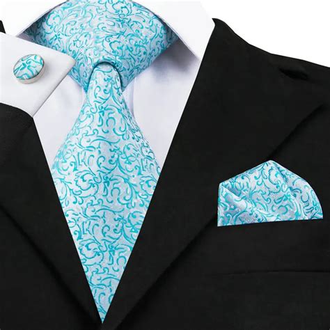 Sn Sky Blue Novelty Tie Hanky Cufflinks Sets Mens Silk Ties Formal