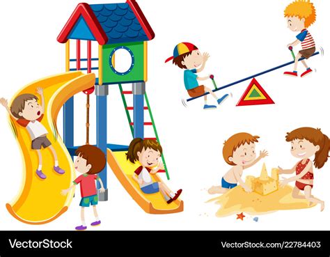 Children Playing On Playground Clipart