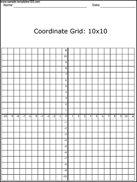 Coordinate Grid 10x10 Template Sample Templates Sample Templates