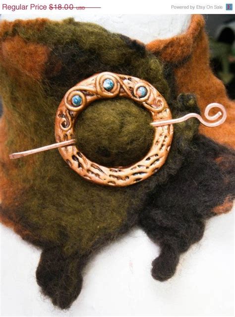 Hand Sculpted Cloak Pin Celtic Broochpenannular Brooch Viking Brooch