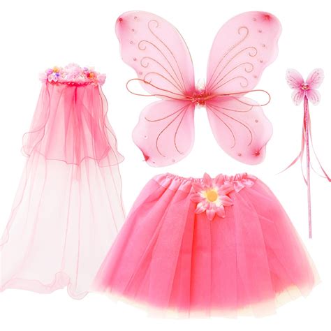 Buy Fedio4pcs Girls Princess Fairy Costume Set With Wings Tutu Wand