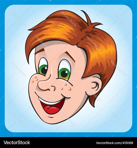 Smiling Happy Cartoon Boy Head Royalty Free Vector Image