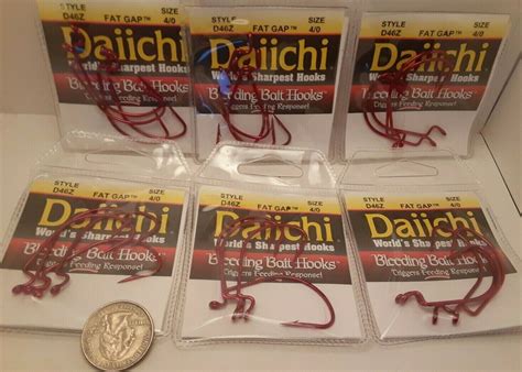 Pack Lot Daiichi Bass Red Worm Hooks Fat Gap Bleeding D Z Ebay
