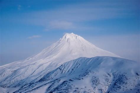 Snow Covered Volcanoes Of Kamchatka Stock Photo Image Of Natural