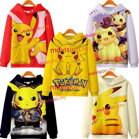 2023 New Childrens Anime Pokémon Pikachu Hoodie Japanese Boy Fashion
