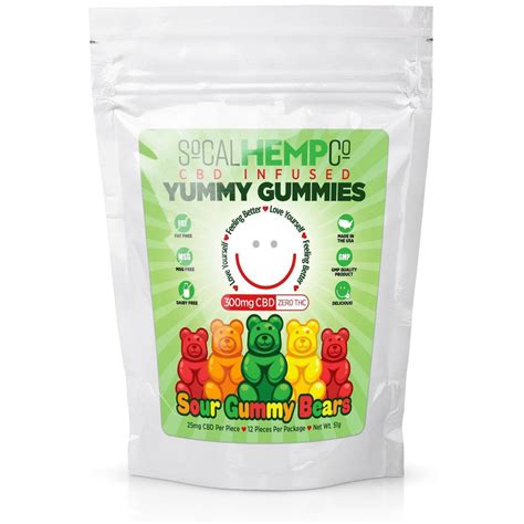 so cal hemp co cbd infused sour gummy bears w 300mg cbd per package bailey s cbd