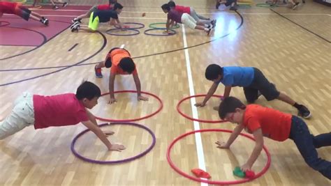 Four Square hula hoop actidad para la clase de Educación Física Aprema