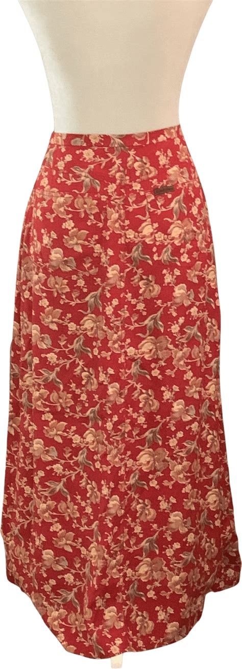 Vintage Red Floral Wrap Skirt By Calvin Klein Shop Thrilling