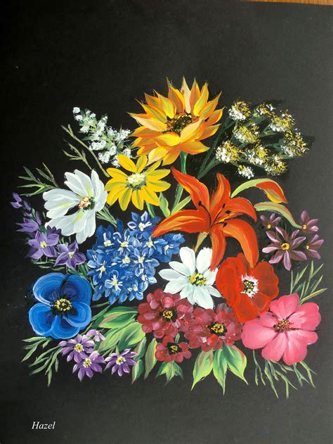 One Stroke Floral Spray Painted By Hazel Lynn Folk Art Flowers