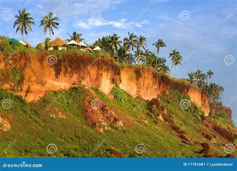 Tropical Huts On A Clifftop Stock Image Image Of India Tropical