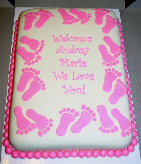 Pink Footprint Baby Shower Cake