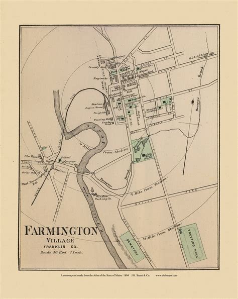 Farmington Village 21d Maine 1894 Old Map Reprint Stuart State Atlas