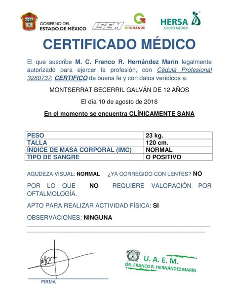 Formato Certificado Medico Sep Para Imprimir Actualizado Abril Sexiz