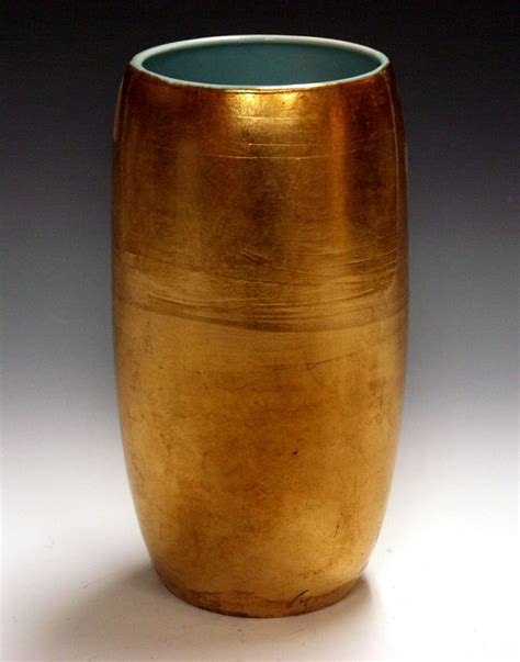 Handmade Ceramic Vase Lamp Bases With Imitation Gold Leaf Finish By