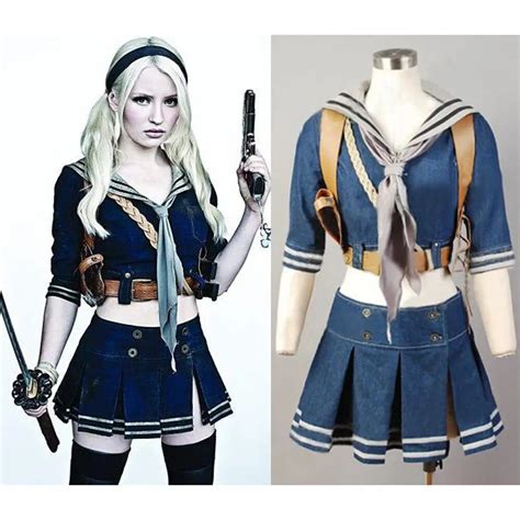 Sucker Punch Cosplay Baby Doll Costume Jacket Scarf Sailor Dress Skirt