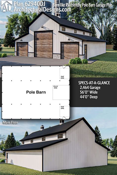 Plan 62940dj Barn Like Rv Friendly Pole Barn Garage Plan Artofit