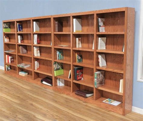 15 Shelf Triple Wide Wood Bookcase 72 Inch Tall Oak Finish Concepts