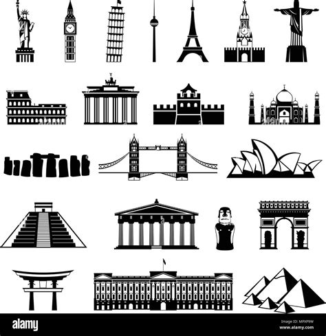 Countries Of The World Silhouette Architecture Monument Or Landmark