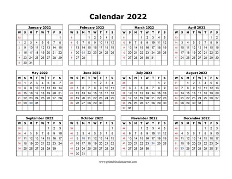 Printable 2022 United States Calendar With Holidays Printable