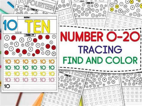 Number Recognition 0 20 Number Writing Practice Find And Color
