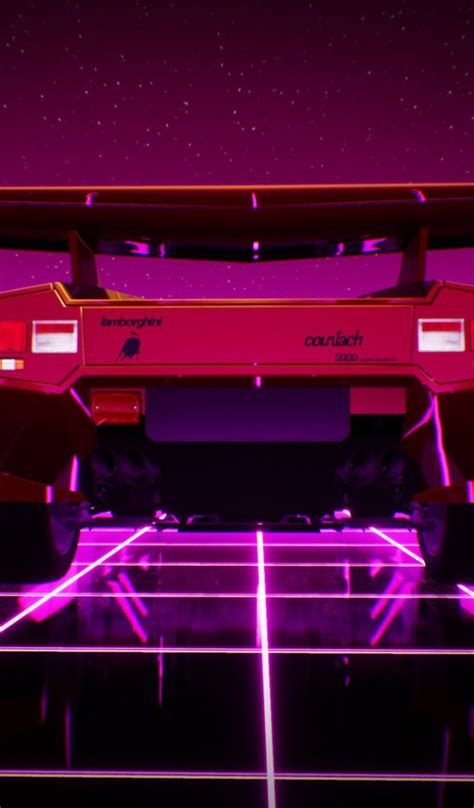Скачать обои Lamborghini Машина Графика 80s Neon Countach